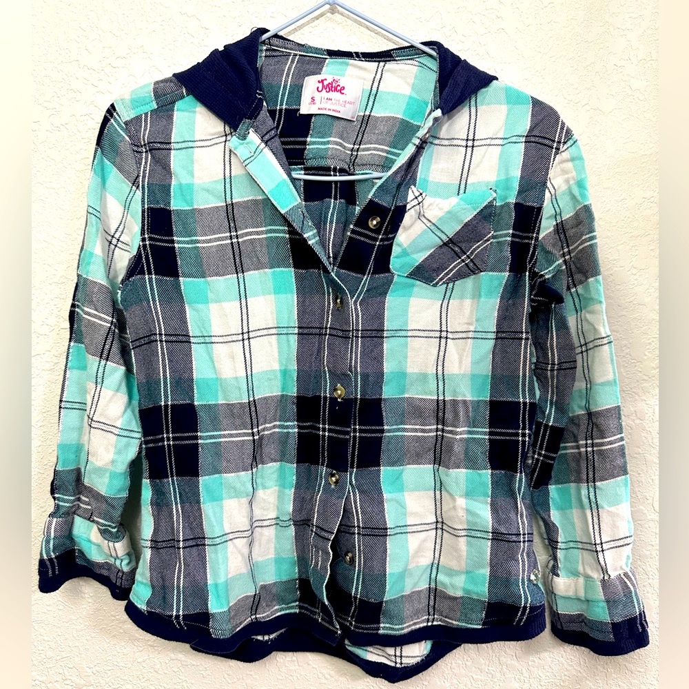 Girls Small Plaid Flannel with Hood